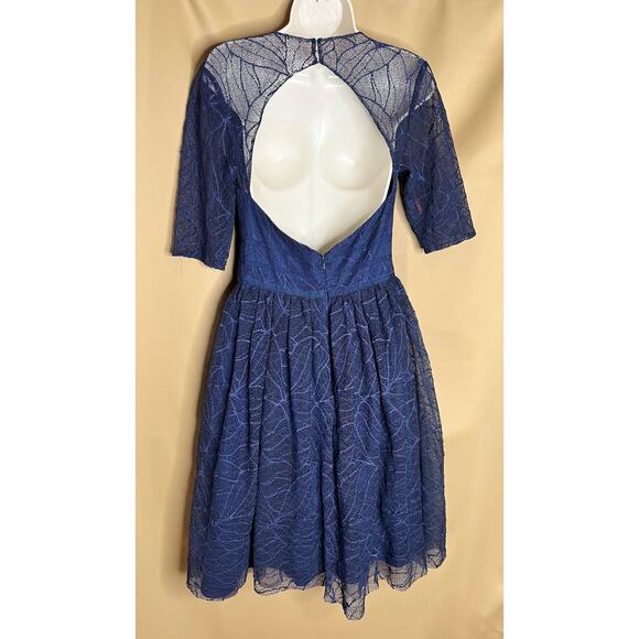 Monique Lhullier Navy Lines Dress 8 - Picture 5 of 14